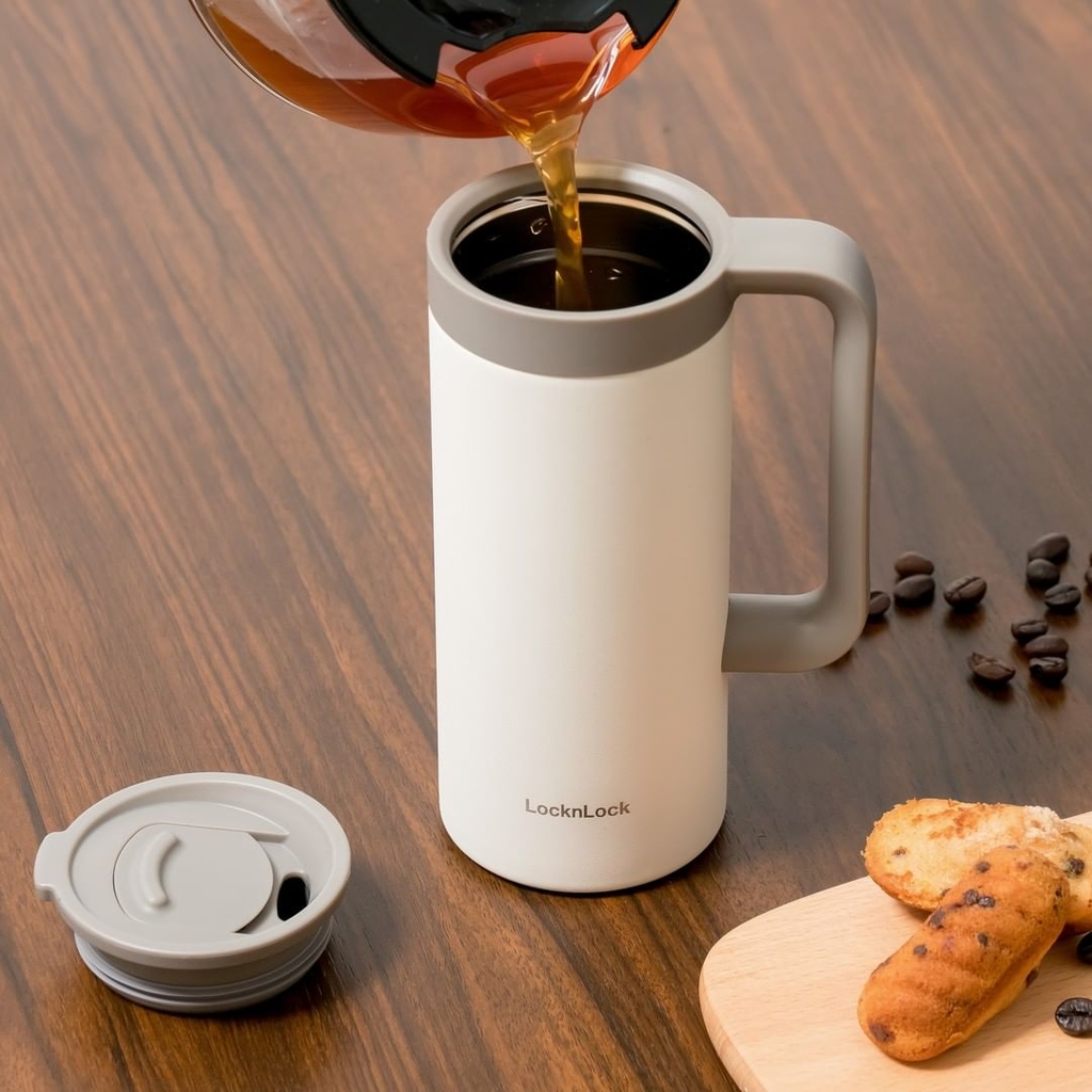 Ly giữ nhiệt LocknLock 473ml có tay cầm LHC4247 - Hàng chính hãng, miệng ly rộng, đế silicone chống ồn - JoyMall