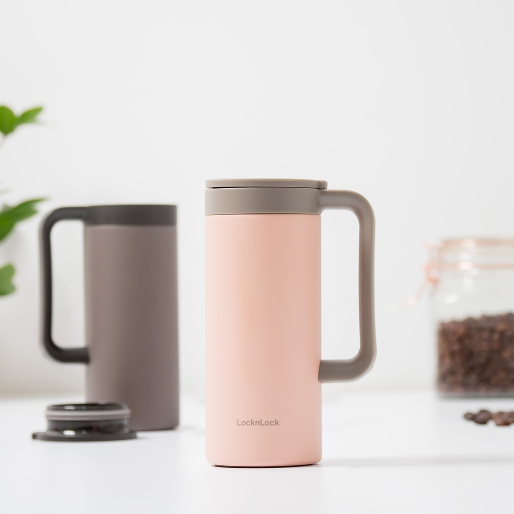 Ly giữ nhiệt LocknLock 473ml có tay cầm LHC4247 - Hàng chính hãng, miệng ly rộng, đế silicone chống ồn - JoyMall