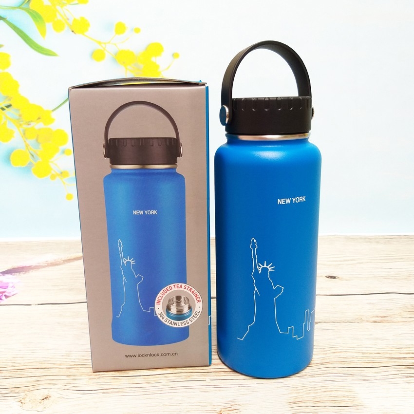 Bình giữ nhiệt Lock&Lock 897ml Riga Tumbler LHC4160 - Hàng chính hãng có khay lưới lọc trà inox và quai xách - JoyMall