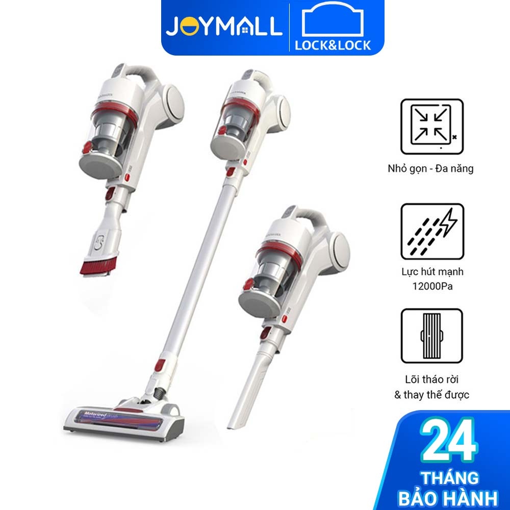 Máy hút bụi cầm tay không dây Lock&Lock ENV116WHT 150W - Hàng chính hãng, dùng trong nhà, xe ô tô - JoyMall