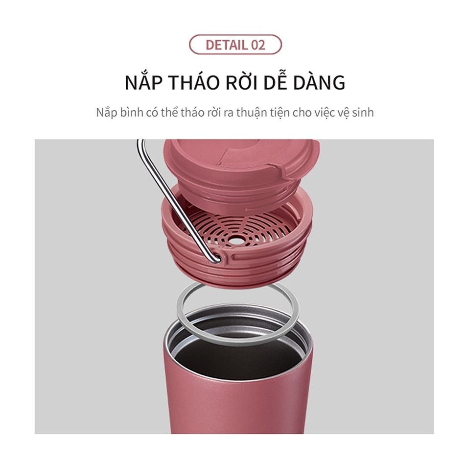 Ly giữ nhiệt Lock&Lock Bucket Tumbler LHC4269 540ml- Hàng chính hãng thép không gỉ quai xách tiện lợi- JoyMall