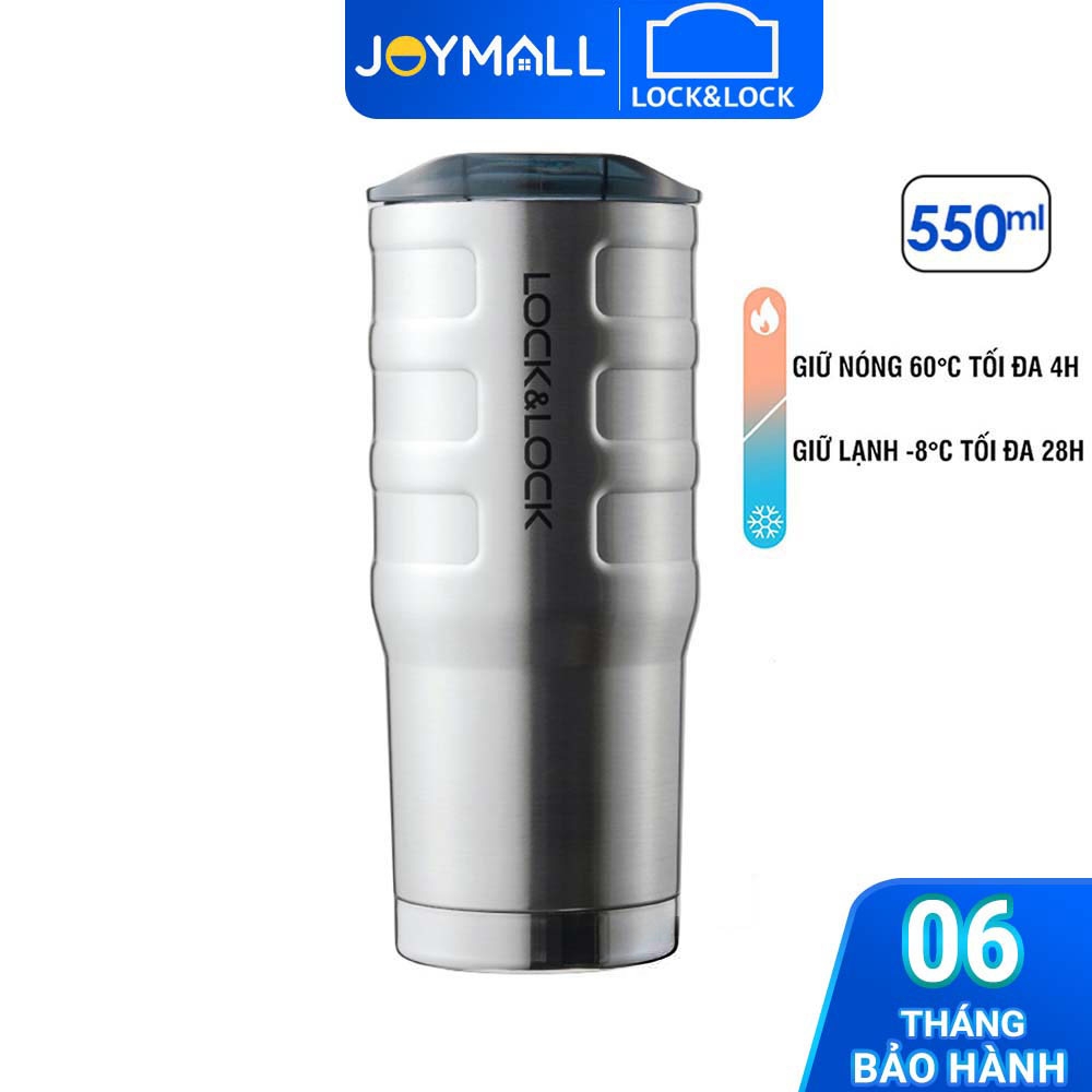 Ly giữ nhiệt Lock&Lock 550ml Bumper Tumbler LHC4139SLV - Hàng chính hãng, thép không gỉ, miệng ly rộng - JoyMall