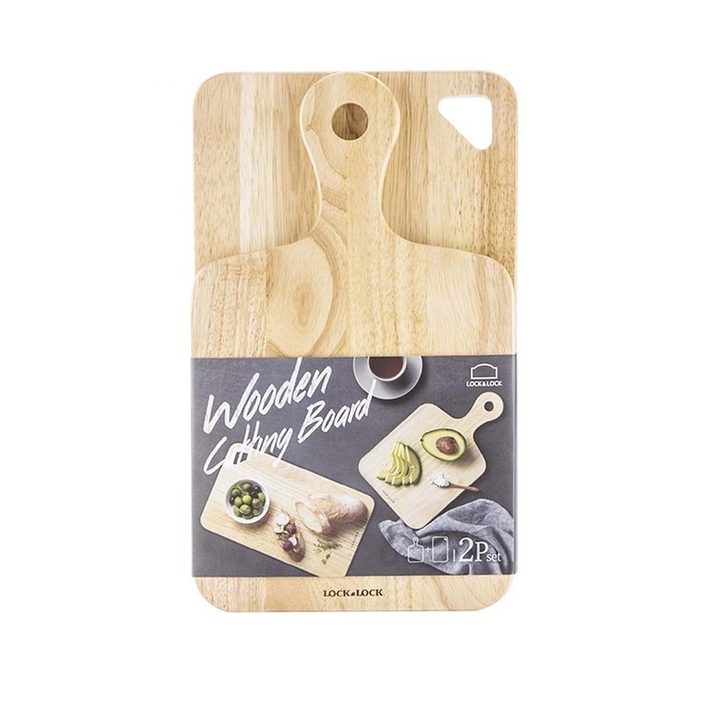 Bộ 2 thớt gỗ cây cao su Lock&Lock LWC001S2 - Hàng chính hãng, bề mặt cứng, không có vết nứt li ti  - JoyMall