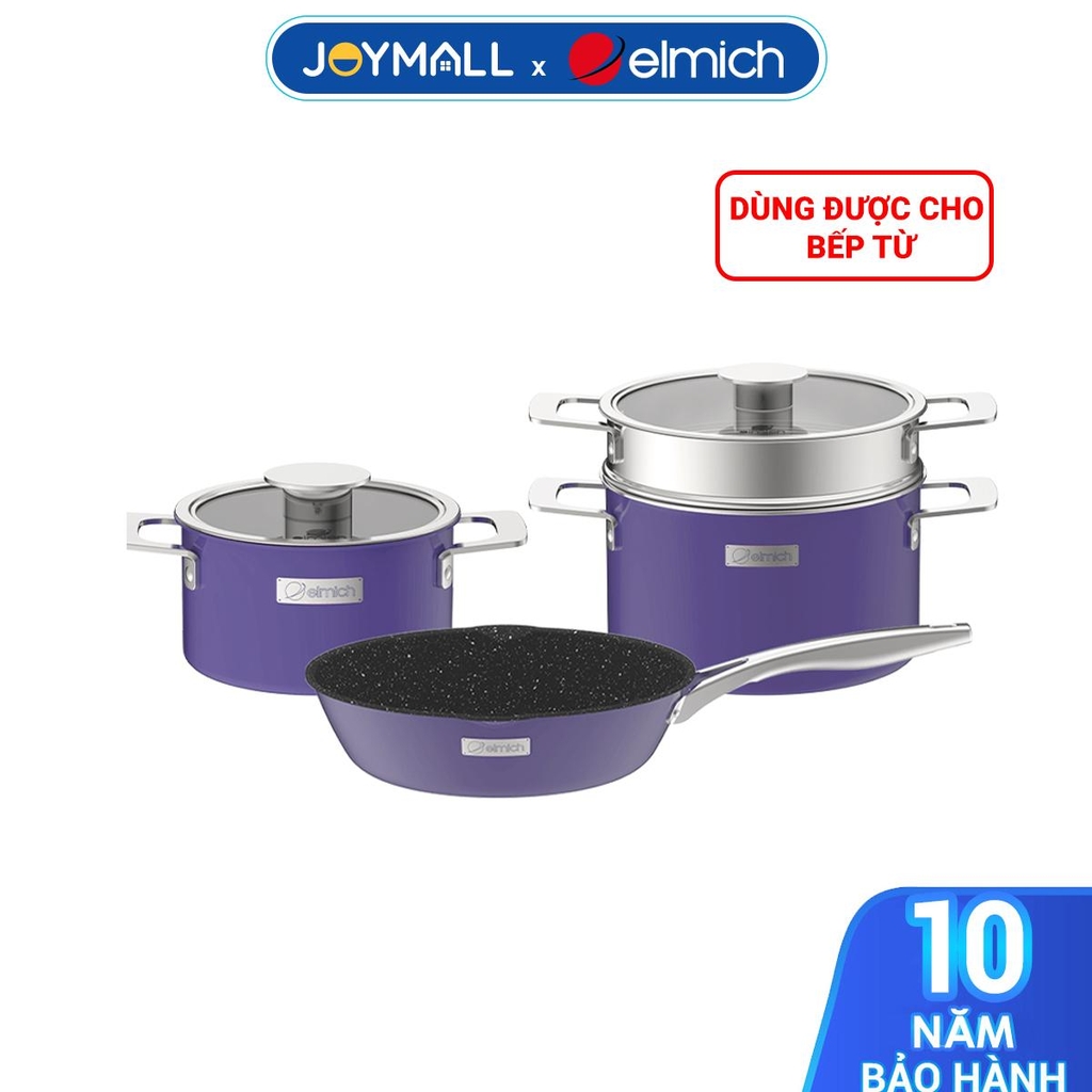 Bộ nồi Inox liền khối Elmich Hera EL-8193 size 16,20,22 chảo 26cm