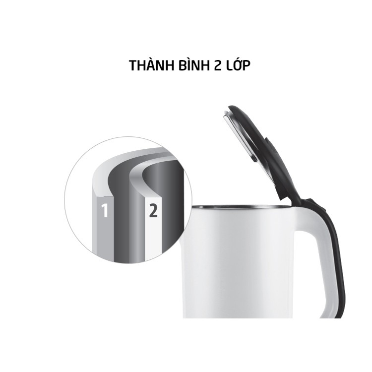 Ấm đun siêu tốc Lock&Lock 2 Lớp EJK738 1.7L - Hàng chính hãng, bảo hành 12 tháng, tự động ngắt khi sôi - JoyMall