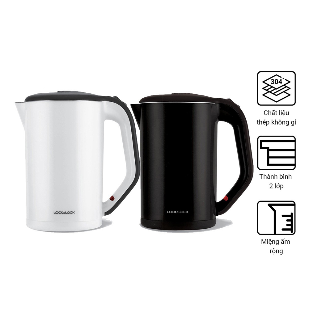 Ấm đun siêu tốc Lock&Lock 2 Lớp EJK738 1.7L - Hàng chính hãng, bảo hành 12 tháng, tự động ngắt khi sôi - JoyMall