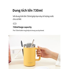 Ly giữ nhiệt Lock&Lock Flat Table Mug LHC4320 730ml, Hàng chính hãng, thép không gỉ 304 - JoyMall