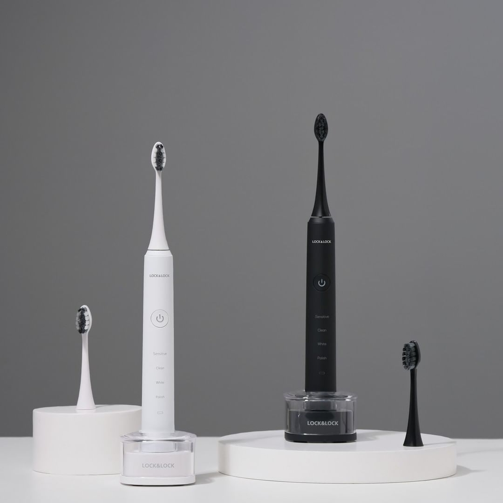 Bàn chải điện Lock&Lock ENR346 sạc không dây, chống nước, đèn led thông minh - Hàng chính hãng tặng 2 đầu chải - JoyMall