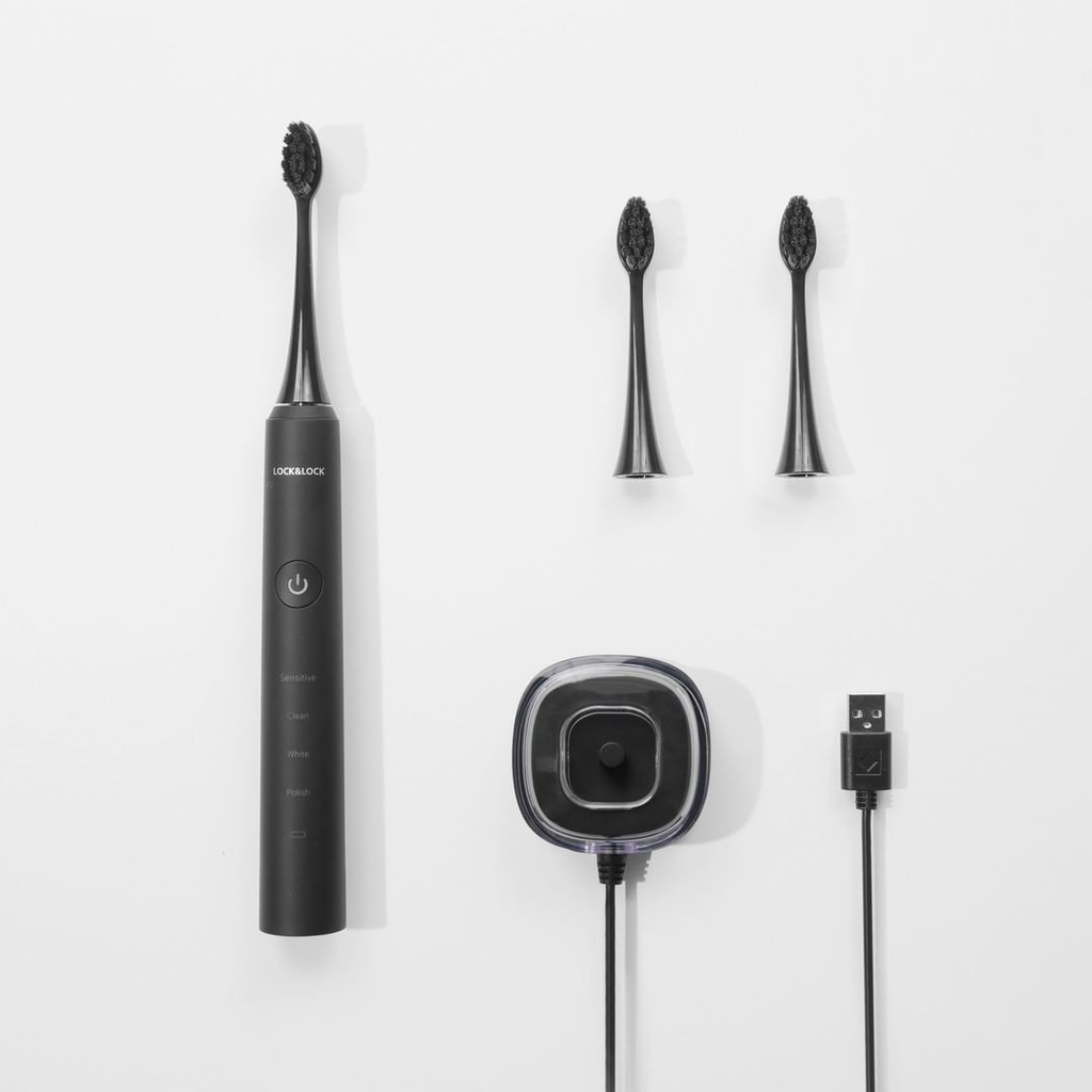 Bàn chải điện Lock&Lock ENR346 sạc không dây, chống nước, đèn led thông minh - Hàng chính hãng tặng 2 đầu chải - JoyMall