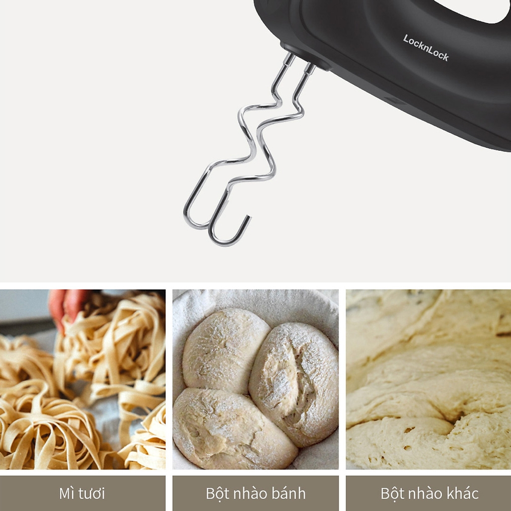 Máy đánh trứng LocknLock EJM501 300W - Hàng chính hãng, 5 tốc độ tùy chỉnh, 2 bộ que đánh linh hoạt - JoyMall
