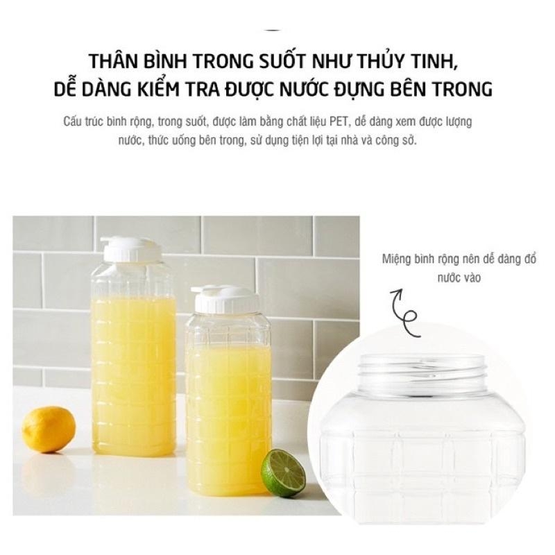 Bình nước nhựa LocknLock Jug 1L màu trắng HAP811WHT, Hàng chính hãng, độ bền cao, nút bật tiện lợi - JoyMall