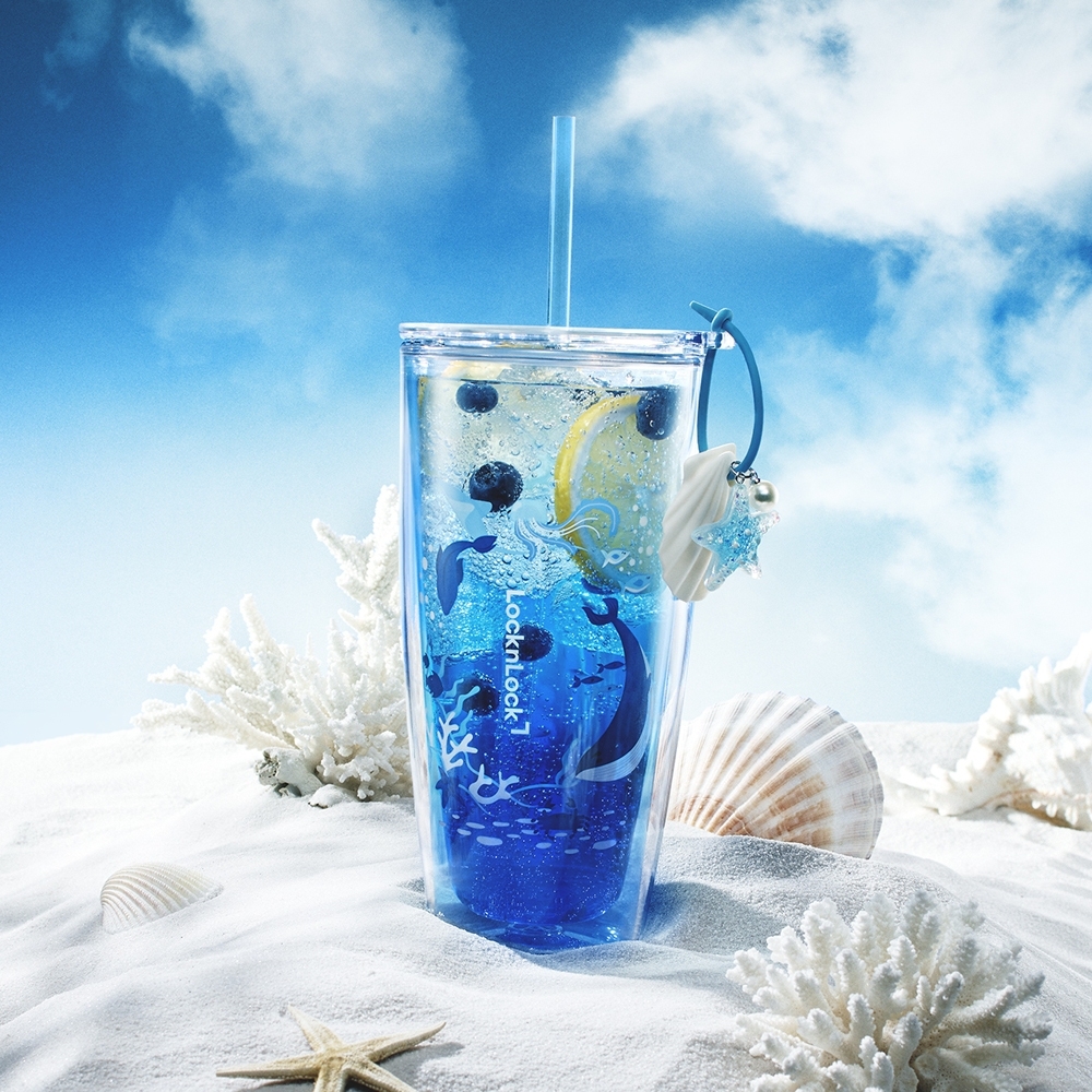 Ly nhựa cách nhiệt 2 lớp LocknLock Ocean Double wall Cold cup HAP534BLU dung tích 750ml