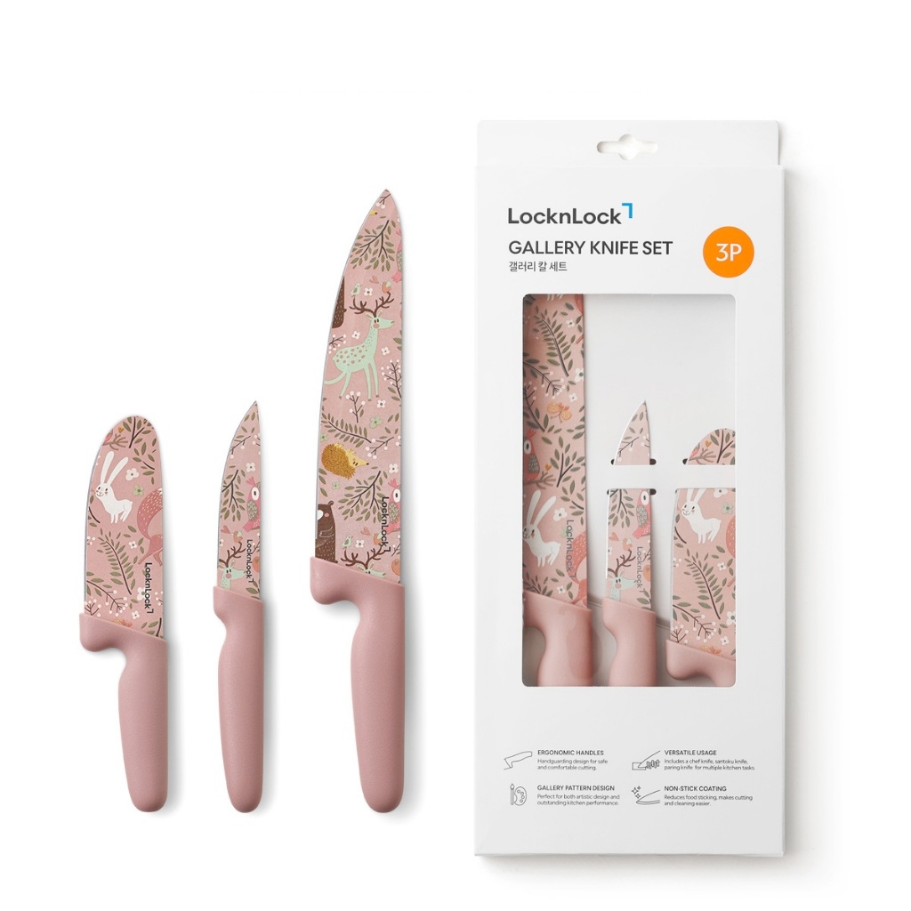 Bộ Dao Nhà Bếp 3 Món LocknLock Gallery Knife Set CKK308S3, Hàng Chính Hãng - JoyMall