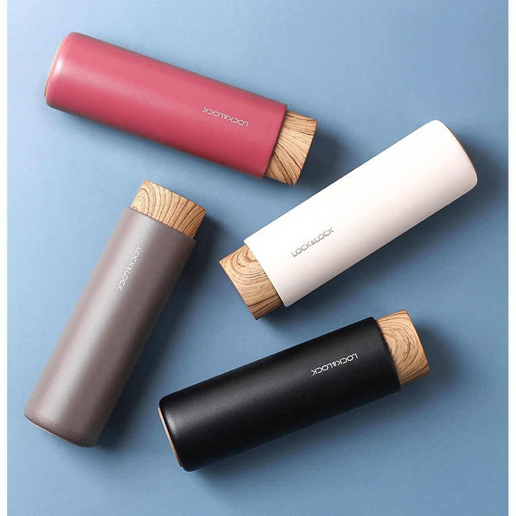 Bình giữ nhiệt Lock&Lock Flat LHC4227 400ml- Hàng chính hãng, nắp nhựa kiểu gỗ, ruột bằng thép không gỉ cao cấp- JoyMall