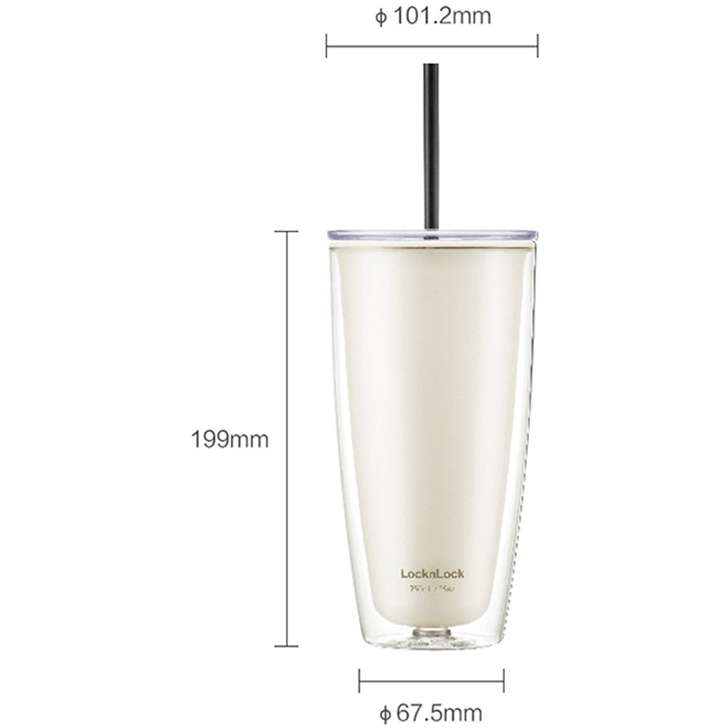 Ly nhựa 2 lớp LocknLock HAP507, HAP509 750ml - Hàng chính hãng, có ống hút,có nắp đậy - JoyMall