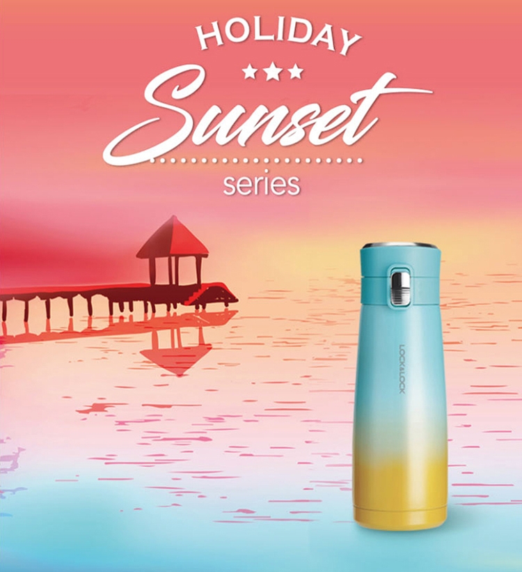 Bình giữ nhiệt Lock&Lock 450ml LHC3245 Holiday Sunset I.d Tumbler - Hàng chính hãng, mở nắp 1 chạm - JoyMall