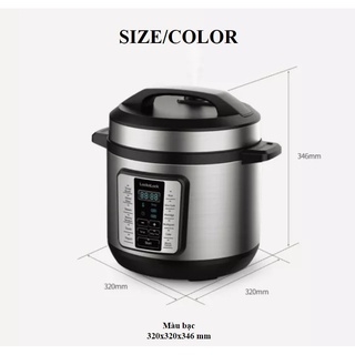 Nồi áp suất điện tử LocknLock EJP666SLV 6 lít - Hàng chính hãng, 11 chế độ cài sẵn, hẹn giờ nấu, giữ ấm - JoyMall