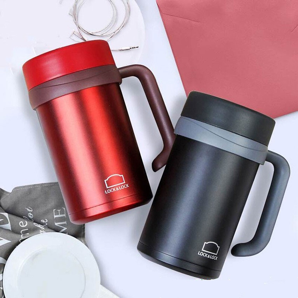 Ly giữ nhiệt Lock&Lock 500ml có tay cầm New Basic Table LHC4026 - Hàng chính hãng, miệng ly rộng - JoyMall