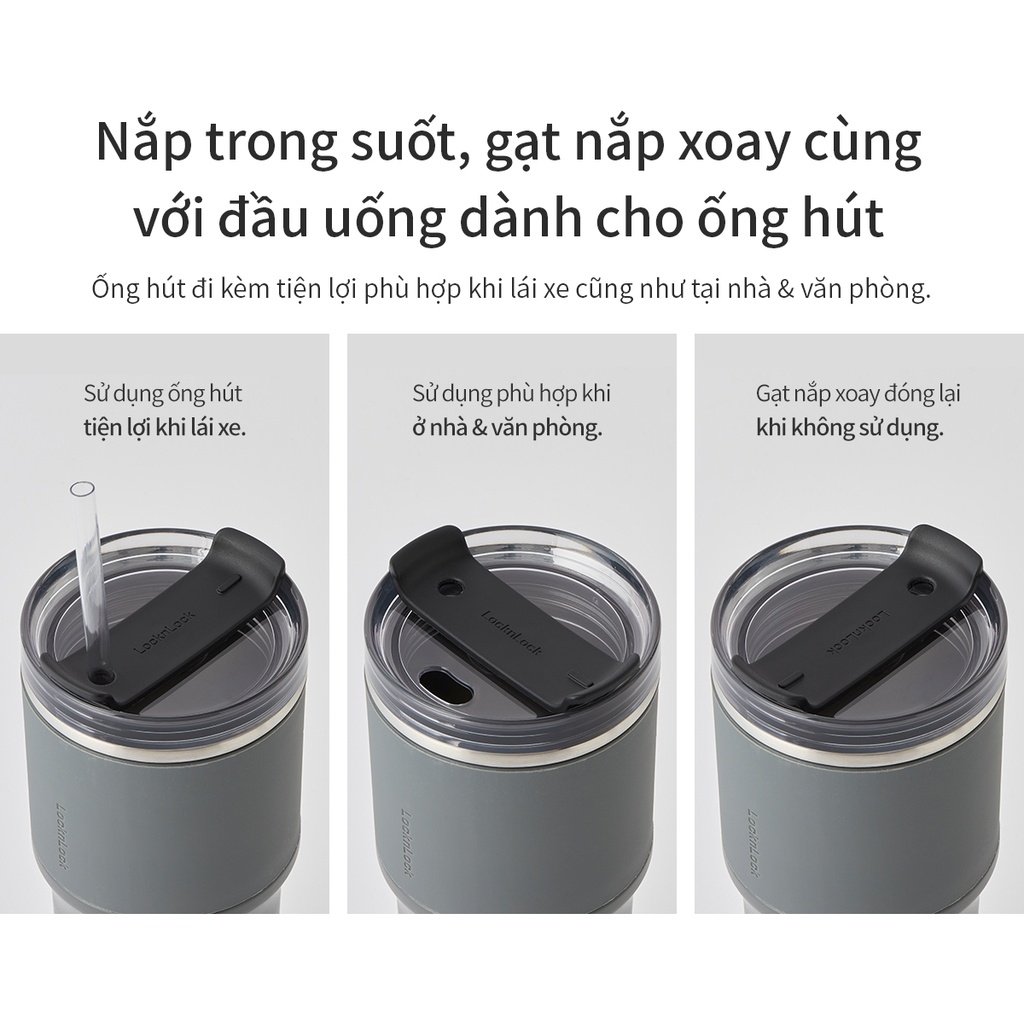 Ly giữ nhiệt Lock&Lock 650ml LHC4277S Metro Drive - Hàng chính hãng, kèm ống hút cọ rửa, thiết kế nắp xoay - JoyMall