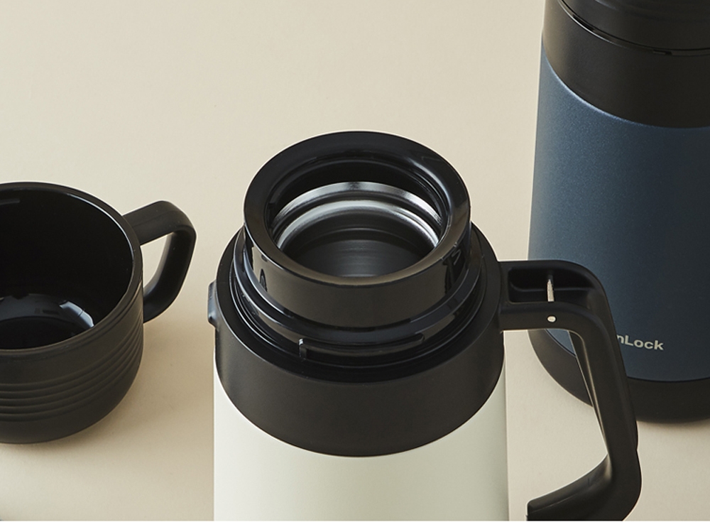 Bình giữ nhiệt Lock&Lock Easy Outdoor Vacuum Bottle LHC1484 1,2L và LHC1485 1,8L - Hàng chính hãng có quai xách, nắp dùng làm cốc nước - JoyMall - 1200ml - Trắng Ngà