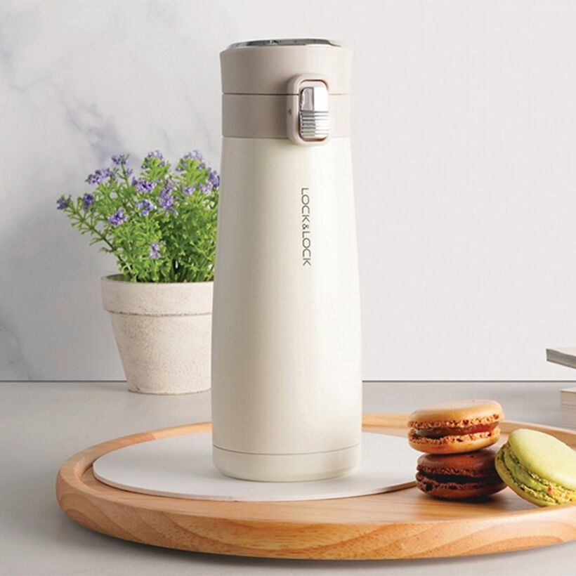 Bình giữ nhiệt Lock&Lock 450ml LHC3245 Holiday Sunset I.d Tumbler - Hàng chính hãng, mở nắp 1 chạm - JoyMall