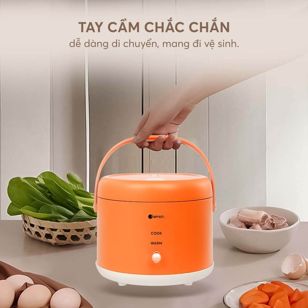 Nồi cơm điện Elmich RCE-3916 dung tích 0,8L, Hàng chính hãng, nút điều khiển cơ, tay cầm tiện lợi - JoyMall
