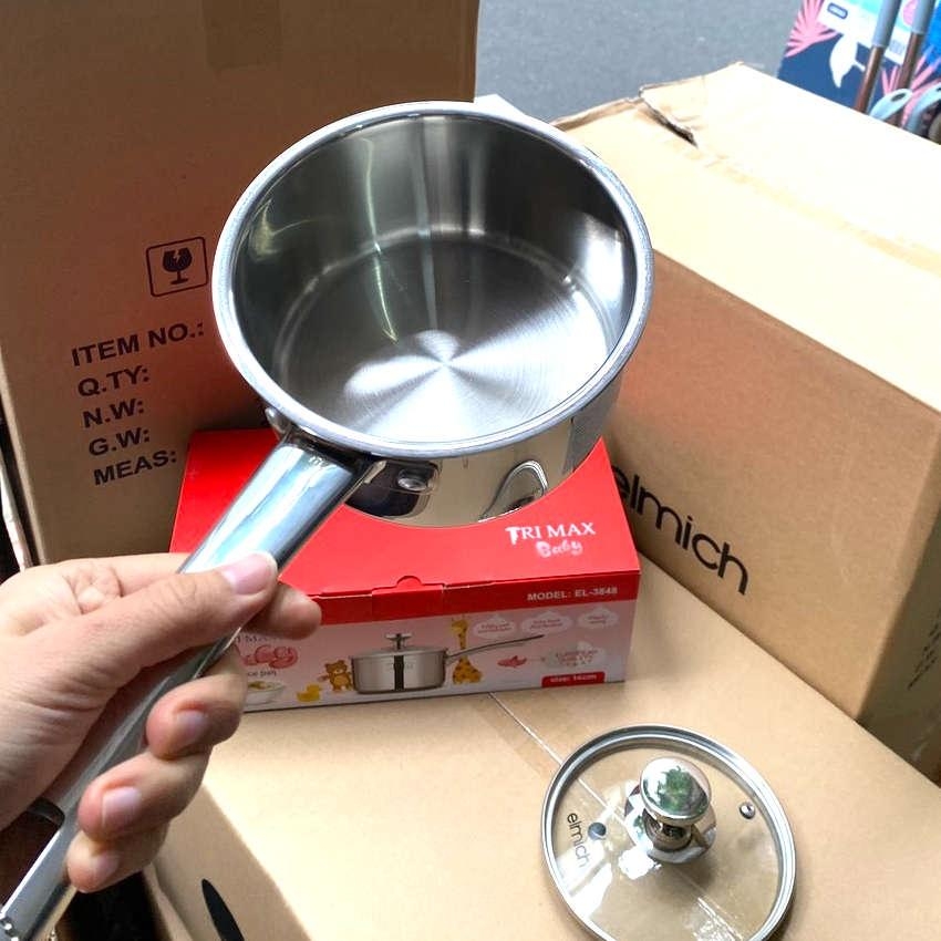 Quánh Inox nguyên khối Elmich baby EL-3848 14cm, Hàng chính hãng, dùng được mọi loại bếp, công nghệ Stop Hot - JoyMall