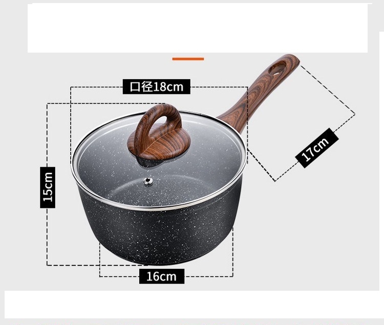 Chảo Nhôm Sâu Lòng Chống Dính Lock&Lock Baum Marble Nắp Thủy Tinh LBU1181 18cm - Dùng bếp từ - Hàng Chính Hãng - JoyMall