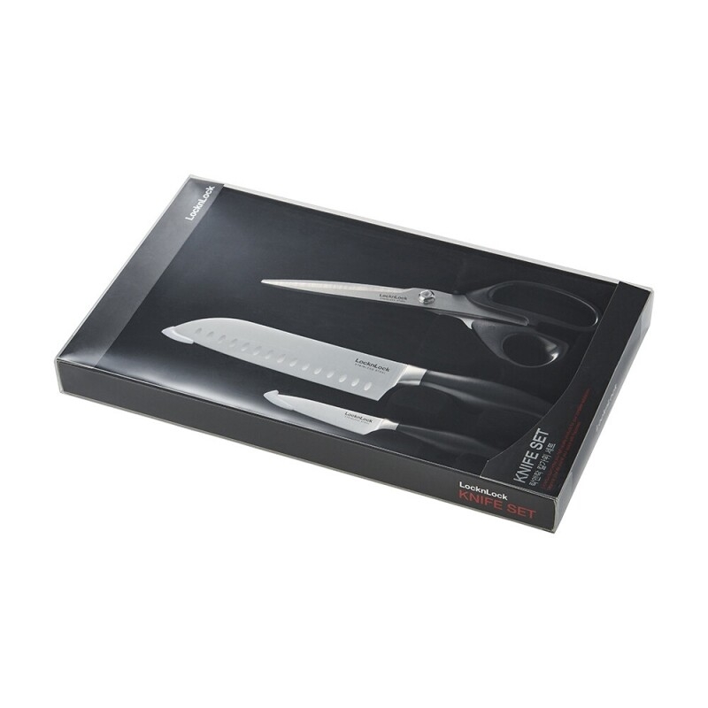 Bộ dao kéo nhà bếp LocknLock thép không gỉ CKK305 - Hàng chính hãng chuẩn Santoku, chống ăn mòn - JoyMall