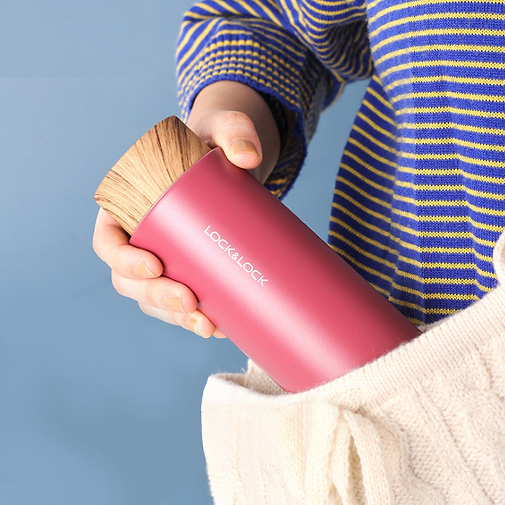 Bình giữ nhiệt Lock&Lock Flat LHC4227 400ml- Hàng chính hãng, nắp nhựa kiểu gỗ, ruột bằng thép không gỉ cao cấp- JoyMall