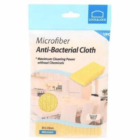 Khăn Lau Chùi Lock&Lock Welcron Anti-Bacterial màu vàng WEL026Y, Hàng chính hãng, 30x35cm, thấm hút nhanh chóng - JoyMall