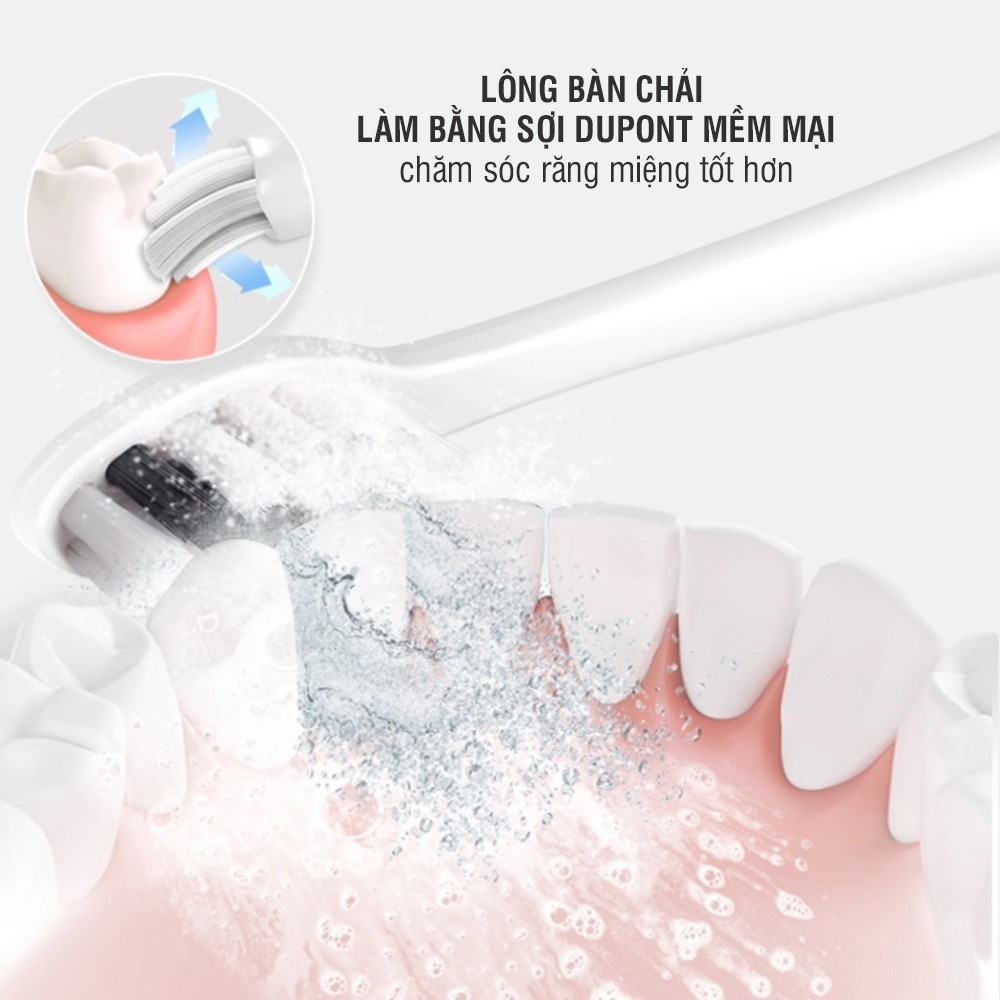 Bàn chải điện Lock&Lock ENR346 sạc không dây, chống nước, đèn led thông minh - Hàng chính hãng tặng 2 đầu chải - JoyMall
