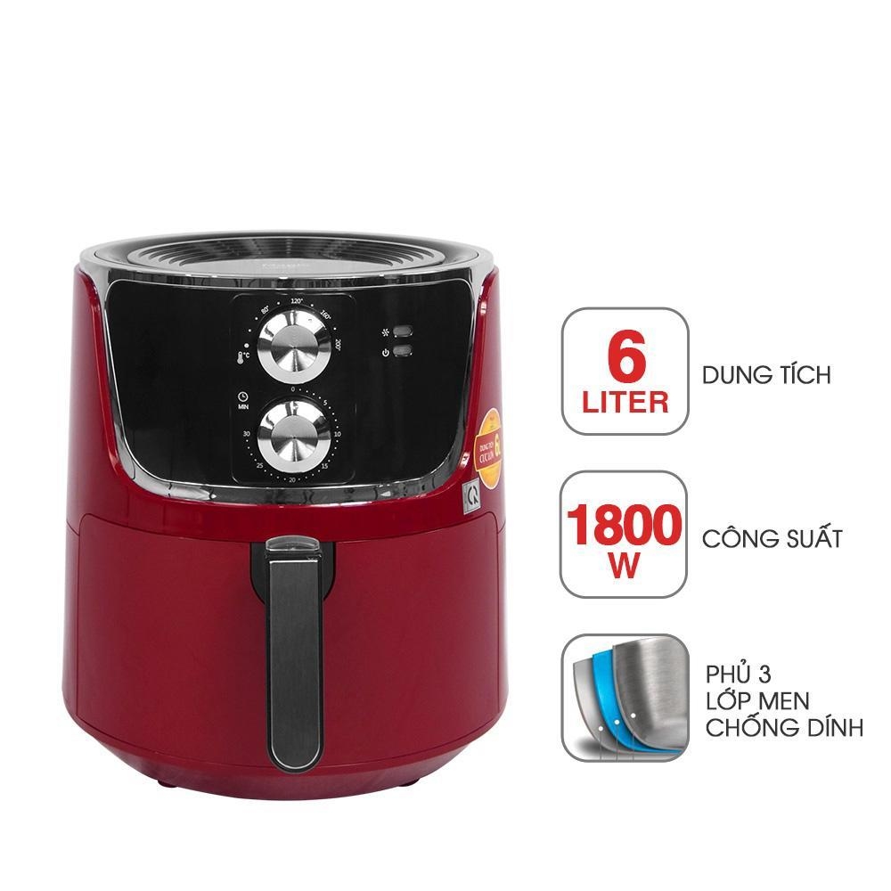 Nồi chiên không dầu Magic Korea A-801 Đỏ 6L 1800W, Hàng Chính Hãng, Loại Bỏ 80% Lượng Dầu Thừa - JoyMall