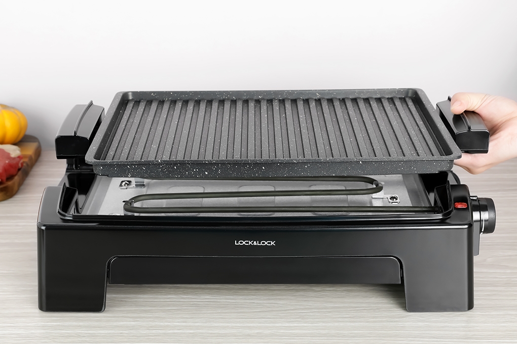 Bếp nướng điện Lock&Lock EJG221 1300W - Hàng chính hãng, mặt bếp đá chống dính, 5 mức nhiệt tùy chỉnh - JoyMall