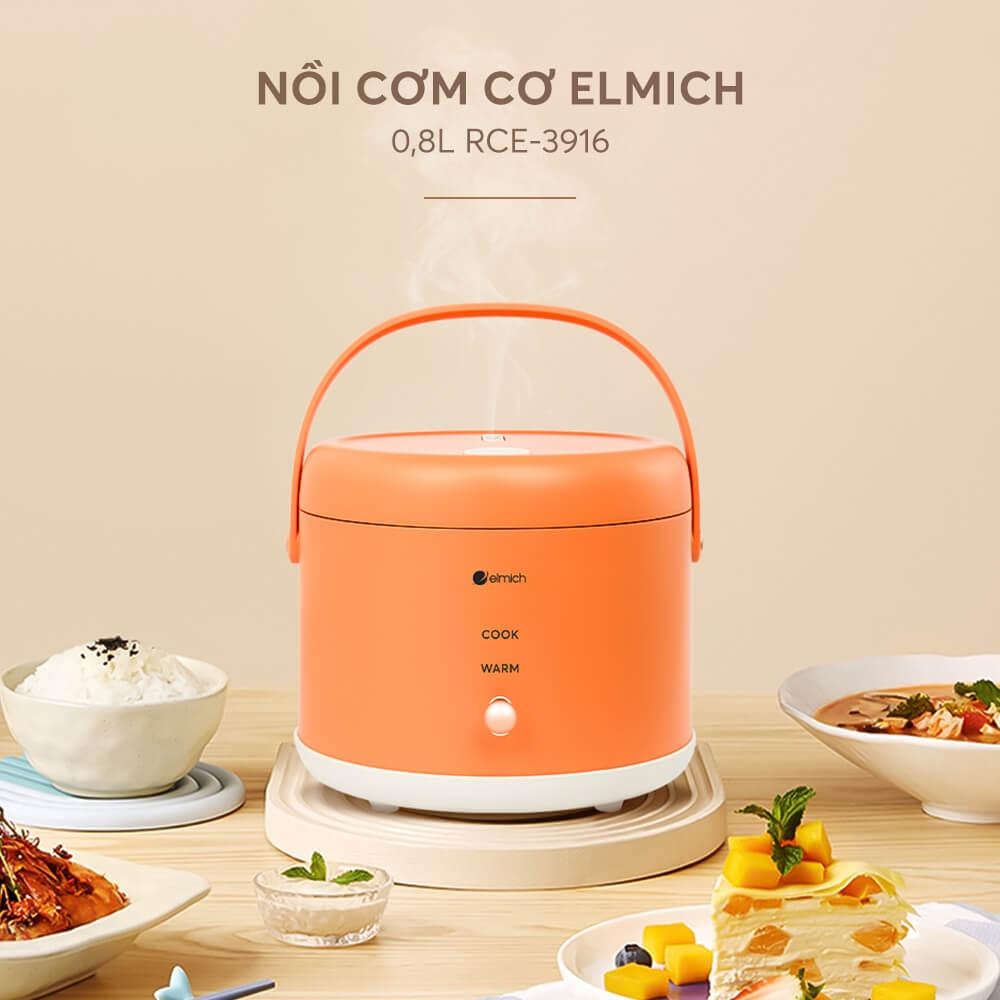Nồi cơm điện Elmich RCE-3916 dung tích 0,8L, Hàng chính hãng, nút điều khiển cơ, tay cầm tiện lợi - JoyMall