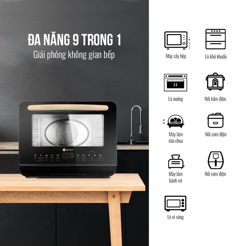 Lò chiên hơi nước cao cấp đa năng 9 in 1 Elmich 20L AFE-3943OL, Hàng chính hãng, chế độ làm sạch bằng hơi nước - JoyMall