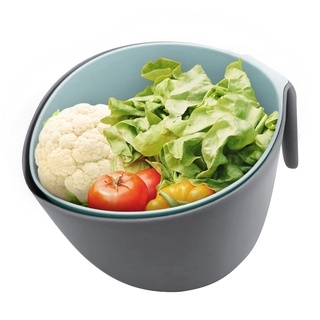 Rổ kèm thau Lock&Lock Mixing Bowl with Colander CKB014GRY - Hàng chính hãng, rổ đựng có rãnh để ráo nước - JoyMall