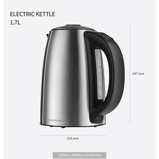 Bình Đun Siêu Tốc LocknLock EJK136SLV 1.7L , Hàng chính hãng ,  Lồng ấm đun bằng thép không gỉ 304 , Đế xoay 360 độ , Có chức năng giữ nhiệt - JoyMall