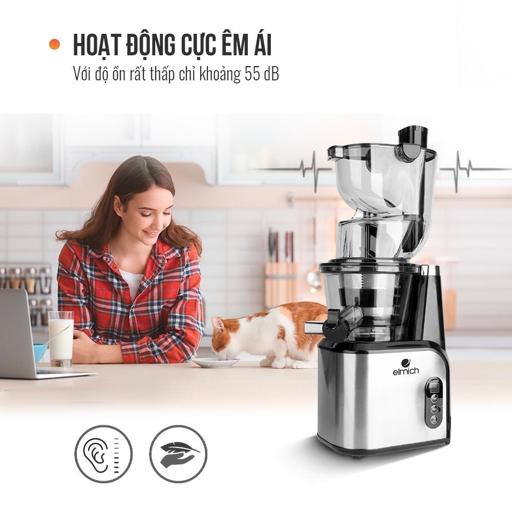 Máy Ép Chậm Trái Cây Elmich JEE-3898, Hàng chính hãng, Độ ồn thấp bé hơn 55dB, Ống Tiếp Nguyên Liệu Lớn 83mm - JoyMall