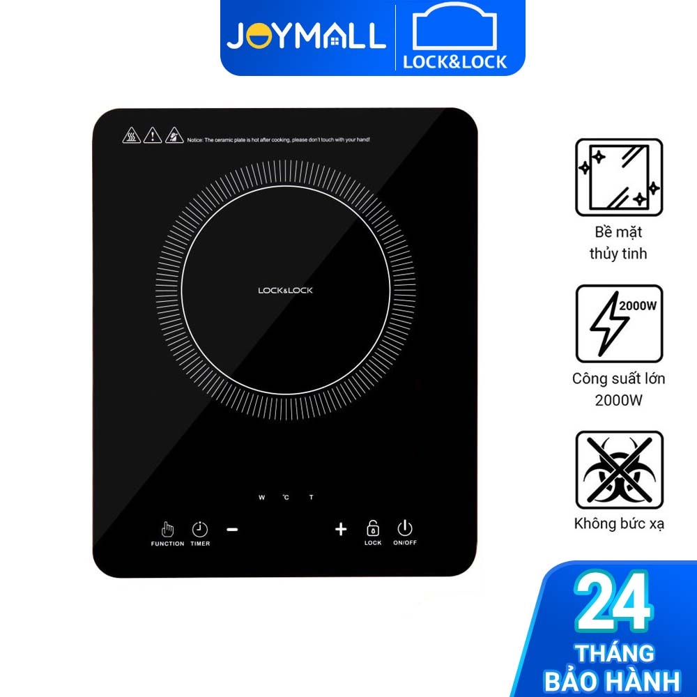 Bếp điện từ Lock&Lock EJI411 - Hàng chính hãng, mặt bếp thủy tinh, không bức xạ, an toàn sử dụng - JoyMall