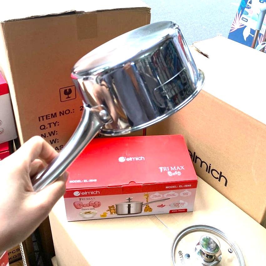 Quánh Inox nguyên khối Elmich baby EL-3848 14cm, Hàng chính hãng, dùng được mọi loại bếp, công nghệ Stop Hot - JoyMall