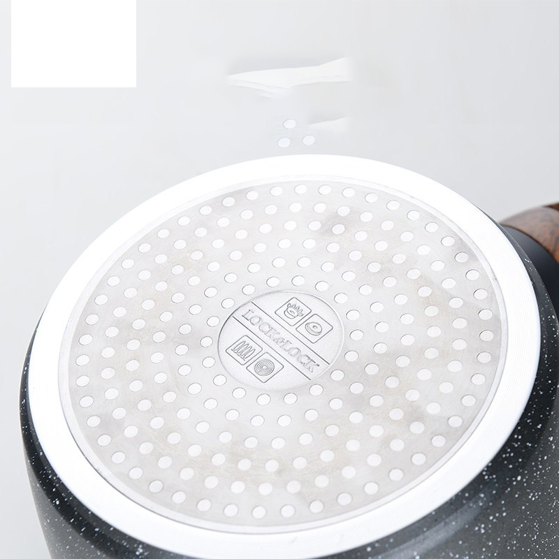 Chảo Nhôm Sâu Lòng Chống Dính Lock&Lock Baum Marble Nắp Thủy Tinh LBU1181 18cm - Dùng bếp từ - Hàng Chính Hãng - JoyMall