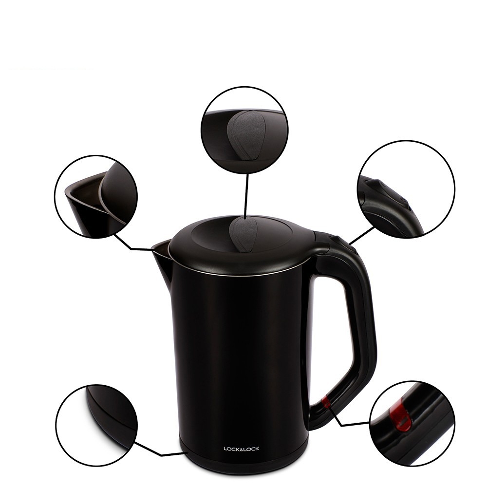 Ấm đun siêu tốc Lock&Lock 2 Lớp EJK738 1.7L - Hàng chính hãng, bảo hành 12 tháng, tự động ngắt khi sôi - JoyMall
