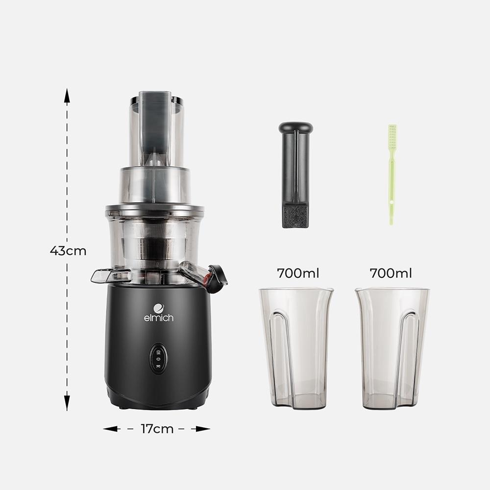 Máy ép chậm trái cây Elmich 1855OL, Hàng chính hãng, Ép êm ái độ ồn nhỏ hơn 65dB, 7 cấp độ ép, Miệng ép lớn - JoyMall