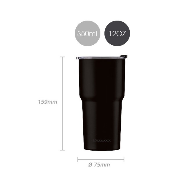 Ly giữ nhiệt Lock&Lock bằng thép không gỉ Swing Tumbler LHC4179BLK 350ml - Hàng chính hãng, miệng ly rộng - JoyMall