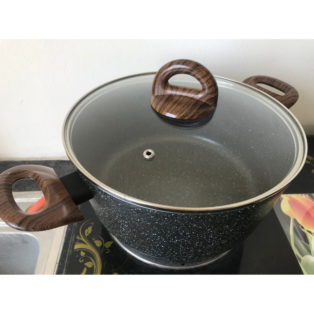 Nồi nhôm chống dính BAUM Marble 2 tay cầm Lock&Lock LBU1242(24cm) , LBU1202(20cm) - hàng chính hãng - JoyMall