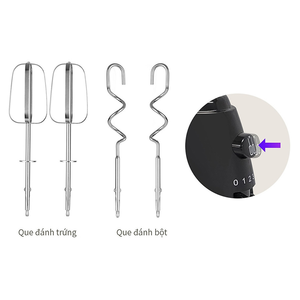 Máy đánh trứng LocknLock EJM501 300W - Hàng chính hãng, 5 tốc độ tùy chỉnh, 2 bộ que đánh linh hoạt - JoyMall