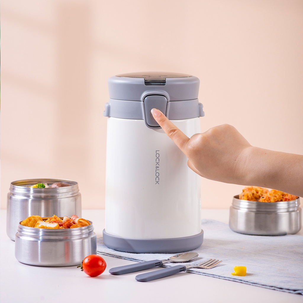 Bộ hộp cơm giữ nhiệt Lock&Lock Easy Carry 2L LHC8039 có túi (1 hộp 720ml, 2 hộp 420ml kèm 1 bộ muỗng nĩa) - JoyMall