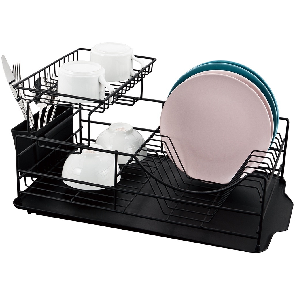 Kệ Chén Dĩa 2 Tầng Dish Rack Lock&Lock LDR206BLK - Chính Hãng, Dễ Lắp Đặt, Khay Thoát Nước Dễ Dàng Tháo Rời - JoyMall