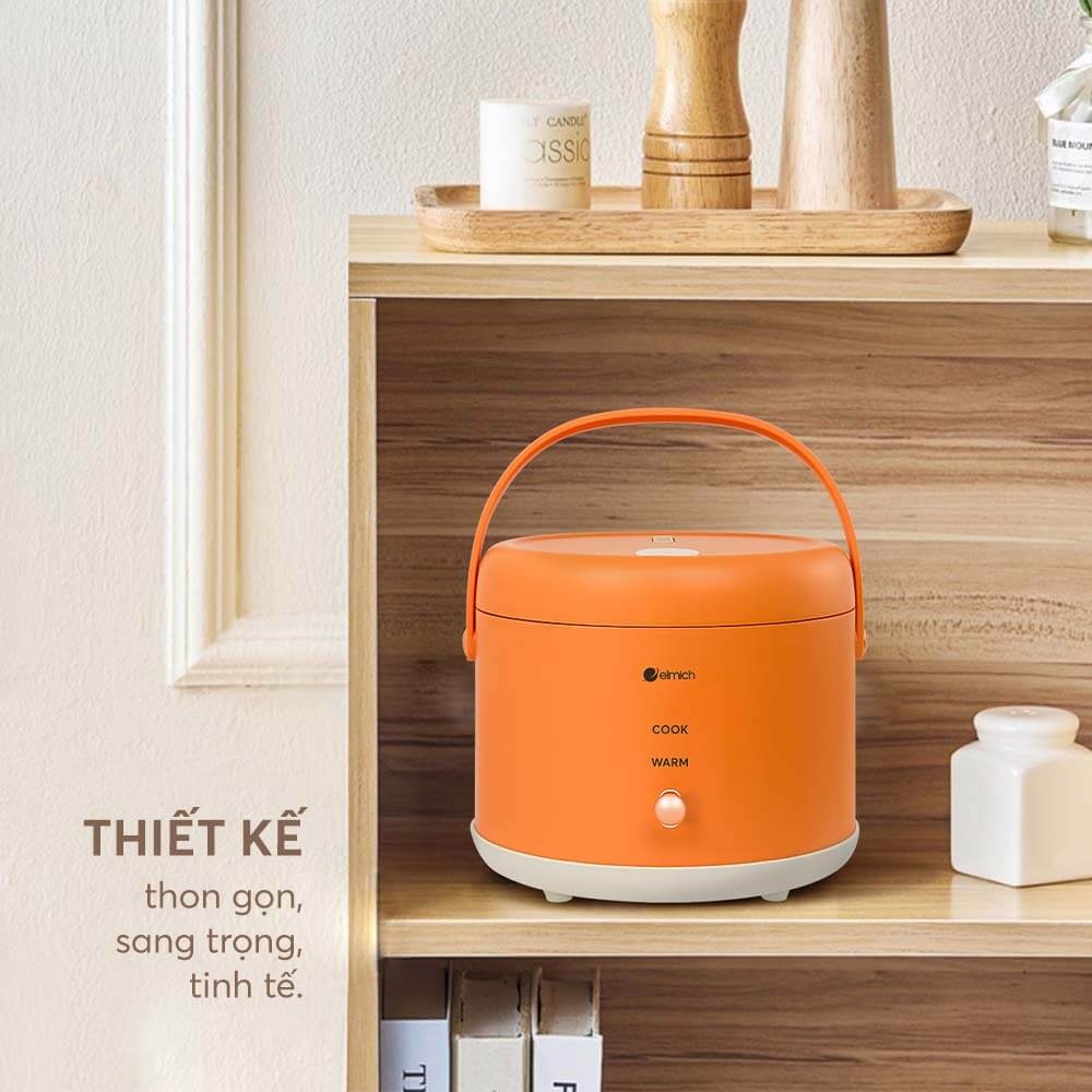 Nồi cơm điện Elmich RCE-3916 dung tích 0,8L, Hàng chính hãng, nút điều khiển cơ, tay cầm tiện lợi - JoyMall